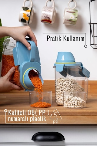 Contalı Sızdırmaz Erzak Saklama Kabı / 1100 Ml / Mavi - Tekli Mavi