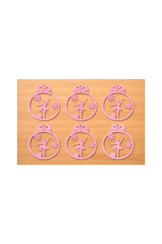 Balerin Temalı -pembe 3d Tasarım Yılbaşı Ağacı Süsü 6'lı Diğer