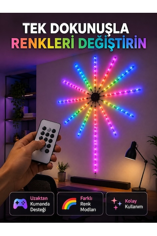 Rgb Led Duvar Lambası Uzaktan Kumandalı Telefon Kontrollü Ortam Aydınlatması 1
