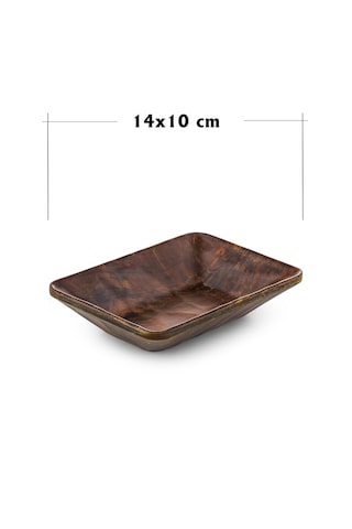 Rölyefli Hibrit Ahşap Köş. Kayık 10x14 Cm 3 Adet Kahverengi