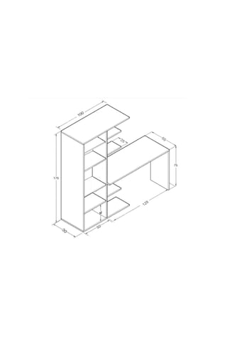 Mdf Narin Raflı Dolaplı Çalışma Masası Beyaz Dolap Solda 1 Beyaz
