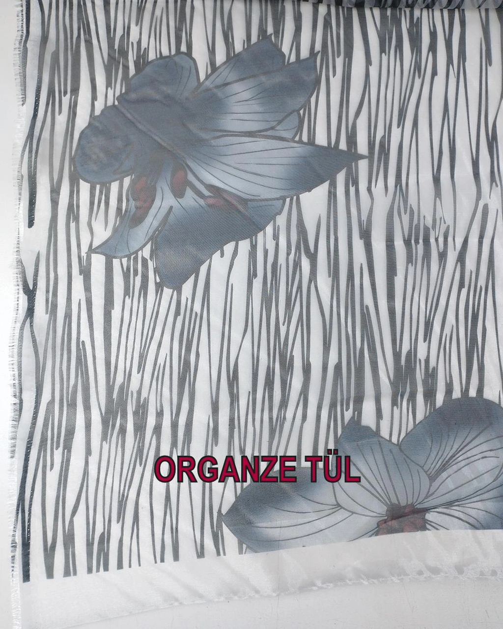Organze Tül Gri Mavi Renkte En: 140 Cm-2516 Renkli