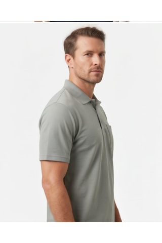 Özeniş Erkek Polo Yaka Regular Fit Baba Cepli %100 Pamuk Şık Tasarım Kagi T-shirt Açık Haki