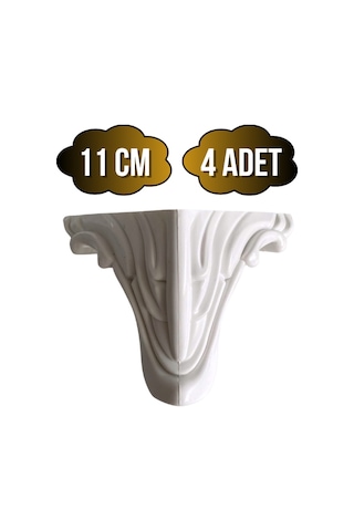 Lükens Desenli 11cm Plastik Ayak Mobilya Masa Ve Dolap Ayağı Beyaz 11cm 4 Adet Beyaz
