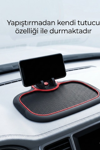 2 Adet Multifoksiyonel Araç Organizer Torpido Kaydırmaz - Kırmızı
