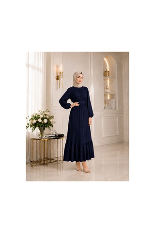 Unika Boutique Kadın Şifon Pileli Elbise Lacivert