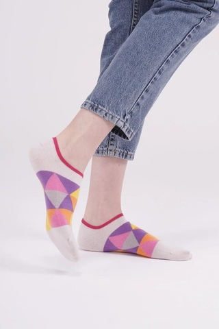 The Socks Company 164p 3 Çift Desenli Kadın Görünmez Çorap Çok Renkli