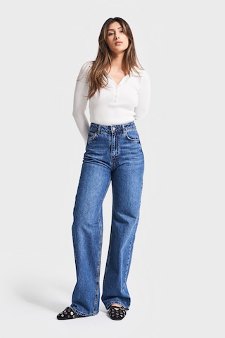 it's basic Kadın Mavi Renk Doris 2w5-5 Straight Fit Yüksek Bel %100 Koton İç Boy 80cm Denim Jean Mavi1