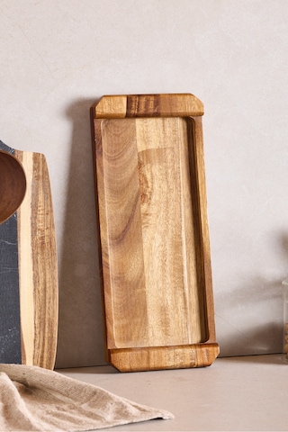 Akasya Sunumluk Kulplu 35x14,5 Cm Kahverengı Kahverengi