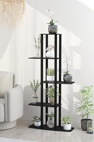 Gardenya Dekoratif Çiçeklik Raf 60x25x120 Cm / Mdf Gövde, Pvc Kenar, Kolay Kurulum, Demonte Gönderim / Messer Ma Diğer