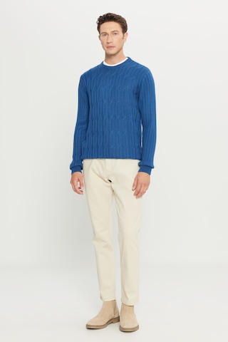 AC&Co / Altınyıldız Classics Erkek Havacı Mavi Standart Fit Normal Kesim Bisiklet Yaka Jakarlı Yünlü Triko 4A4923100209HVMXXL Mavi