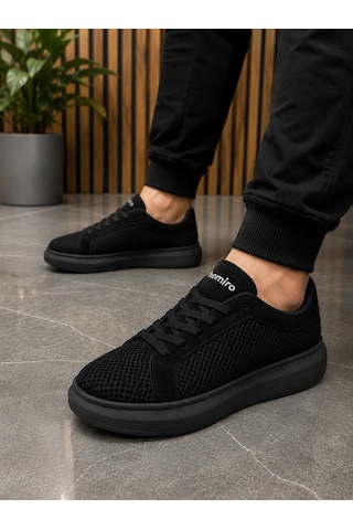 Günlük Rahat Taban Bağcıklı Sneaker Spor Ayakkabı Siyah
