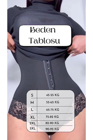 Lüx Wood Kadın Agraflı Zıbın Korse Toparlayıcı Tüm Vücut Korsesi Siyah