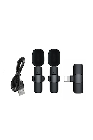 K9 Yaka Mikrofonu Çift Wireless-kablosuz Hd Ergonomik Tak Çalıştır Lightning