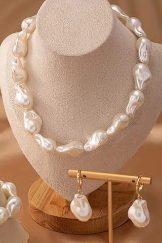 Mrs Flower Elegant Serisi Kadın İnci Takım Küpe Kolye Bilelik Set Çok Renkli
