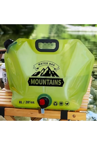 8 Litre Katlanabilir Musluklu Su Kabı - Kamp Ve Doğa - Taşıma Kulplu
