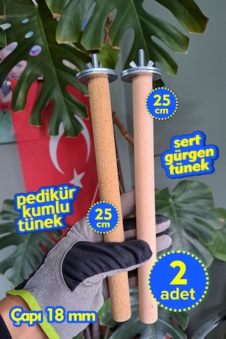 Vixpet Doğal Ahşap Papağan Tünek & Pedikür Kumlu Tünek – Ayak Bakımı ve Tüneme İçin | 25 cm - 18 mm
