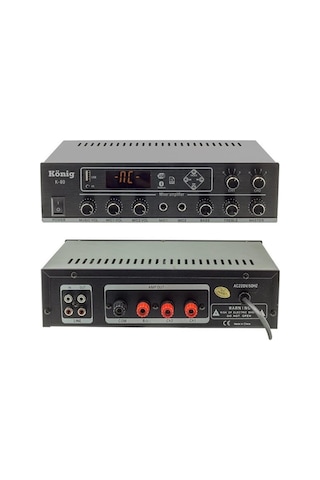 König K–80 80 W 100V Hat Trafolu 2 Zone Amplifier