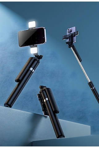 160cm Çift Işıklı Telefon Tripod Bluetooth Kumandalı Video Çekim Selfie Tripod Standı Telefon Tutucu 160 Cm