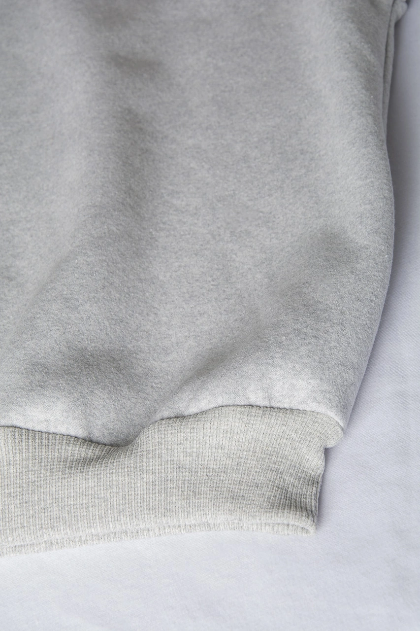 Veaven Unisex Gri Oversize Kalın Üç Iplik Şardonlu Bisiklet Yaka Basic Sweatshirt Gri