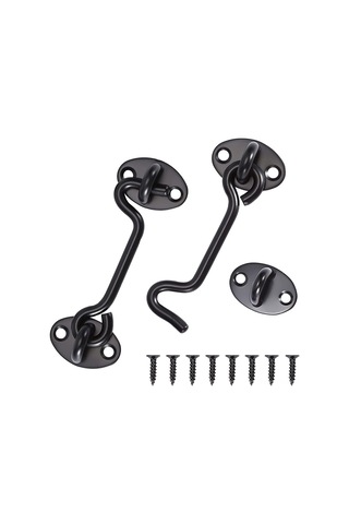 Geeksen 2 Adet Siyah Paslanmaz Çelik 3 İnç Eski Tip Pencere Kancası - Pencere Ve Kapı Tutucu Aksesuarı Siyah