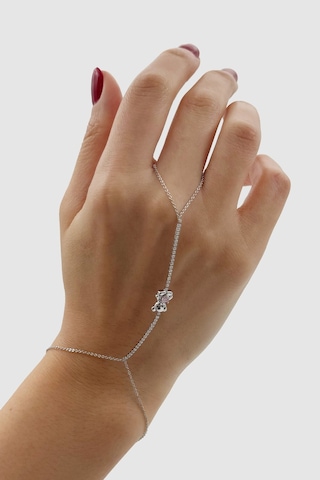 Ayıcık Figürlü Pembe Taşlı Silver Gümüş Renkli Bijuteri Şahmeran