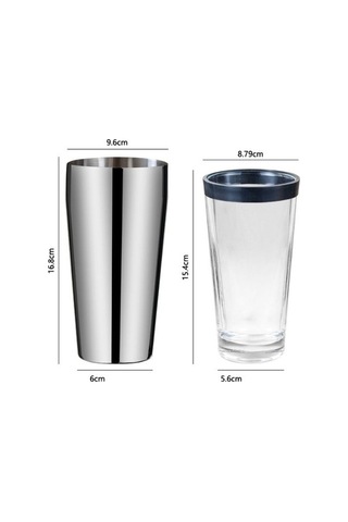 Maoyaya Lichen Camlı Paslanmaz Çelik Boston Mikser Seti, Cam Bar Mikseri