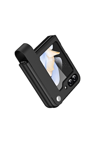 Teleplus Samsung Galaxy Uyumlu Z Flip 7 Fe Kılıf Skinfeel Shockproof El Tutmalı Standlı Kapak Siyah