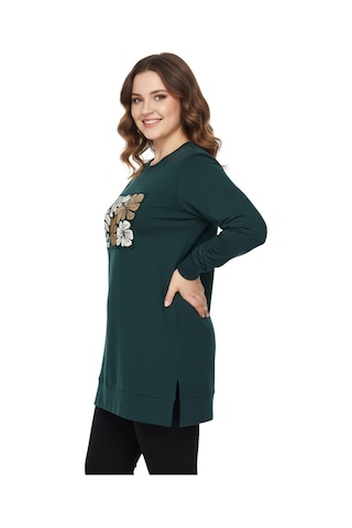 Caftan Kadın Sıfıryaka Önü Nakışlı Tunik Bgl-st05085 Yeşil