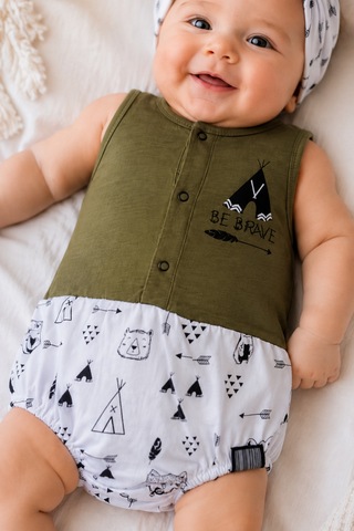 Babyhola Raccoon Pamuklu Saç Bantlı Kız Bebek Jile Badi 86633 Haki