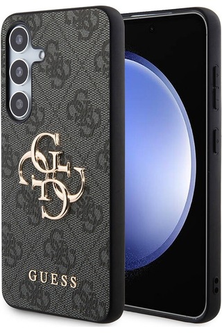 Galaxy S24 Uyumlu Kılıf Guess Lisanslı Pu Deri Yazı Ve 4g Metal Logolu Desenli Kapak Kahverengi