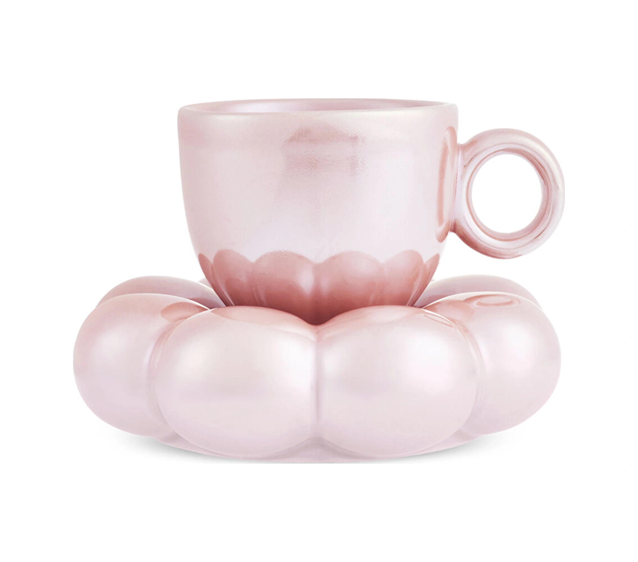Karaca Bubble Pembe Lüsterli 2 Kişilik Kahve Fincanı 90 Ml Pembe
