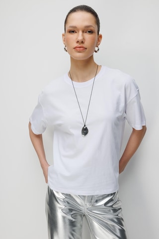 Mixray 48522 Kadın Yırtmaçlı Oversize Basic %100 Pamuk 2 Li T-shirt Beyaz Siyah Siyah - Beyaz