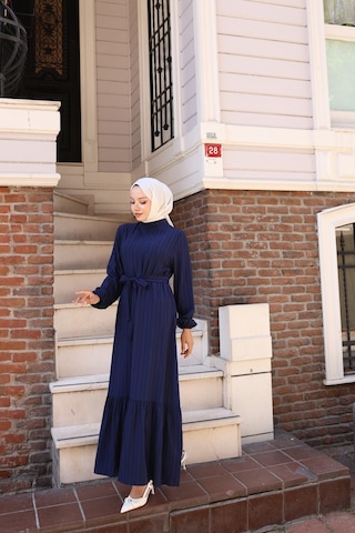 Lara Kumaş Bağlamalı Elbise - Lacivert / E0124 Lacivert