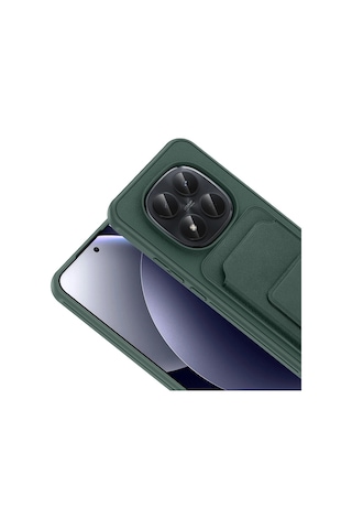 Xiaomi Redmi Note 15 Pro Plus Kılıf Kartlıklı Tpu Redclick Bikart Kapak Koyu Yeşil