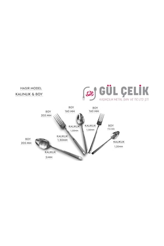 30 Parça 6 Kişilik Çatal Kaşık Seti Hasır Model Kutulu 18/0 Kalite Paslanmaz Çelik
