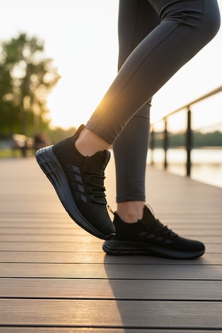 Enoch Kadın Hafif Koşu Ayakkabısı Nefes Alan Triko Örgü Sneaker Siyah
