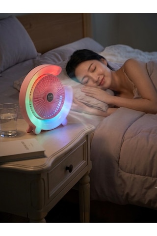 Led Işıklı Ev Ofis Soğutucu Pervane Fan Taşınabilir Şarjlı Masaüstü Fan - 1 Adet