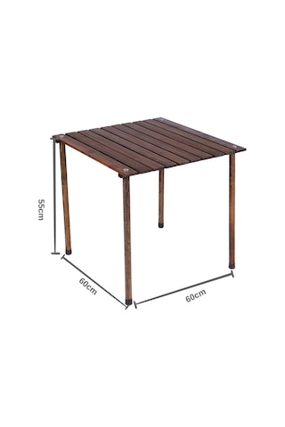 Bag The Joy 60 x 60 x 55 CM Ahşap Katlanır Kamp Masası - Antrasit Kahverengi