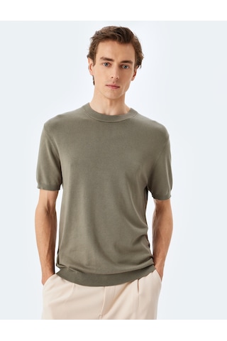 Koton Regular Fit Bisiklet Yaka Viskon Basic Kısa Kollu Triko Tişört Haki 5sam70022ht Haki