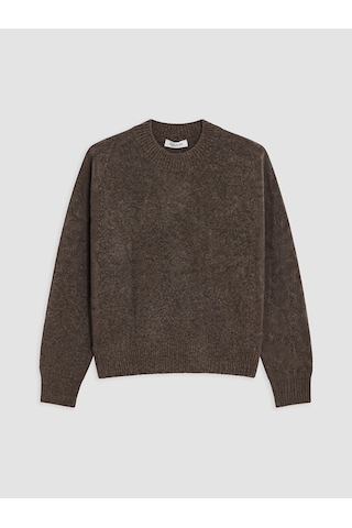 Lcwaıkıkı Classic Kahverengi Bisiklet Yaka Oversize Kadın Triko Kazak