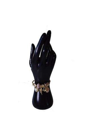 Uzel Çelik Bileklik Sarı Gold Model Incili Deniz Kabuğu Pembe