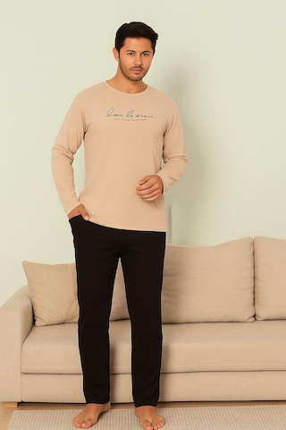 Erkek 1908 Uzun Kol % 100 Pamuk Pijama Takımı Taş Taş