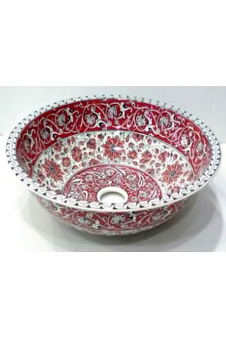 Can Seramik - El Dekoru Desenli Iznik Çini Lavabo