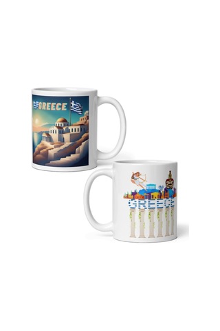 Yunanistan Kupa Bardak 2 Adet Seyahat Hatıra Greece Mug