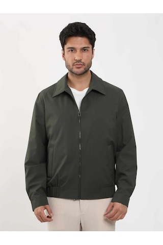Dufy Haki Erkek Regular Fit Düz Klasik Yaka Bomber Mont - 104389-Haki