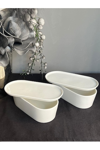 Pera 20 Cm 2'li Oval Kapaklı Fırın & Saklama Kabı Çok Renkli