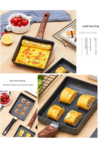 Youmex Japon Usulu Multifonksiyonel Mutfak Tava: 15x18cm Demir Mefarosh Taşlı Kaymaz Yumurta Ve Yumurta Sarma Tavası, Düz Taban, Ahşap Kollü Diğer