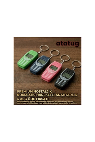 Premium Yeşil 3d Baskı Nostaljik Tuşlu Telefon Anahtarlık - İkonik Yılan Oyunu Figürlü Yeşil