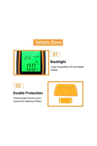 Tongxida Ahşap Nem Ölçer - 8 Ağaç Türü Ve İnşaat İçin Dijital Nem Sensörü